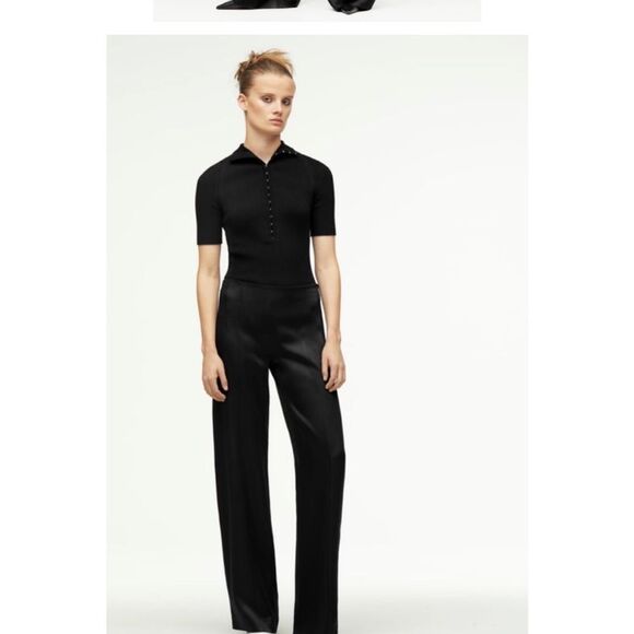 Zara Narciso Rodriguez wide leg pants Black XS NWT - Picture 2 of 5